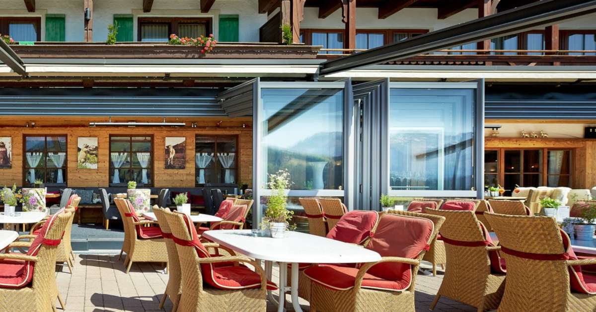 Ein Foto von der Terrasse im Das Alpenwelt Resort