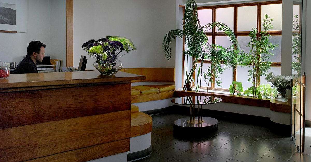 Een foto van het interieur van Hotel Alcides