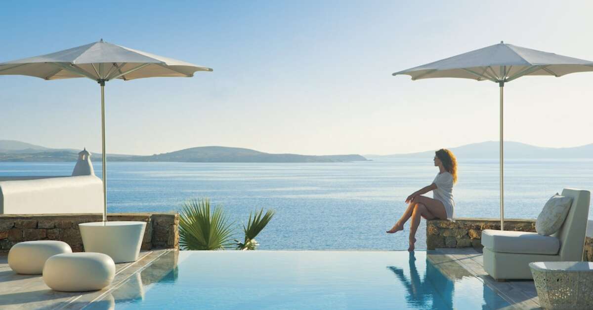 Een foto van het zwembad bij Mykonos Grand Hotel & Resort