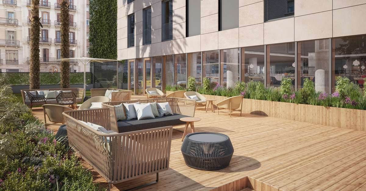 Een foto van het terras bij Ocean Drive Barcelona