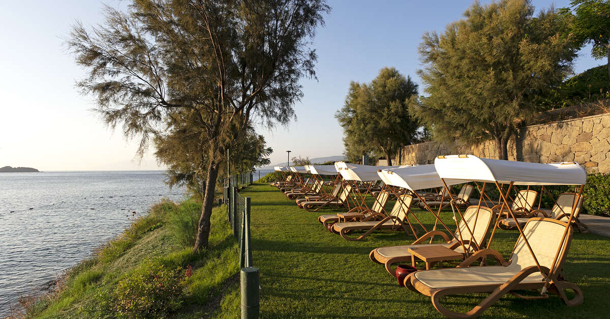 Een foto van het terras bij Xanadu Island