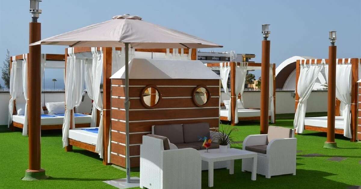 Ein Foto von der Terrasse im Hotel Maritim Playa