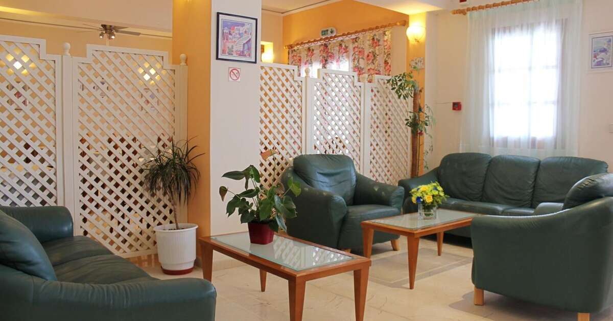Een foto van het interieur van Hotel Glaros