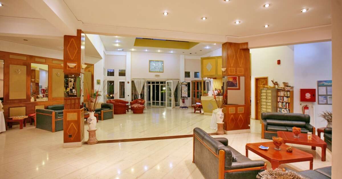 Een foto van het interieur van Hotel Aegeon