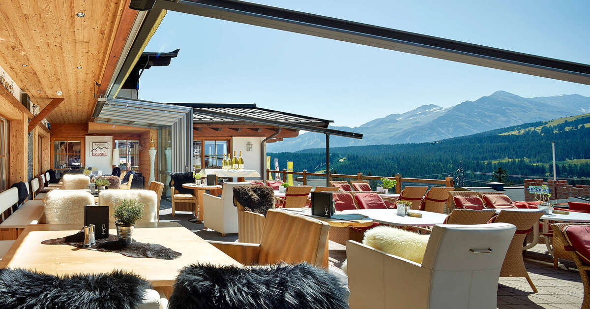 Ein Foto von der Terrasse im Das Alpenwelt Resort