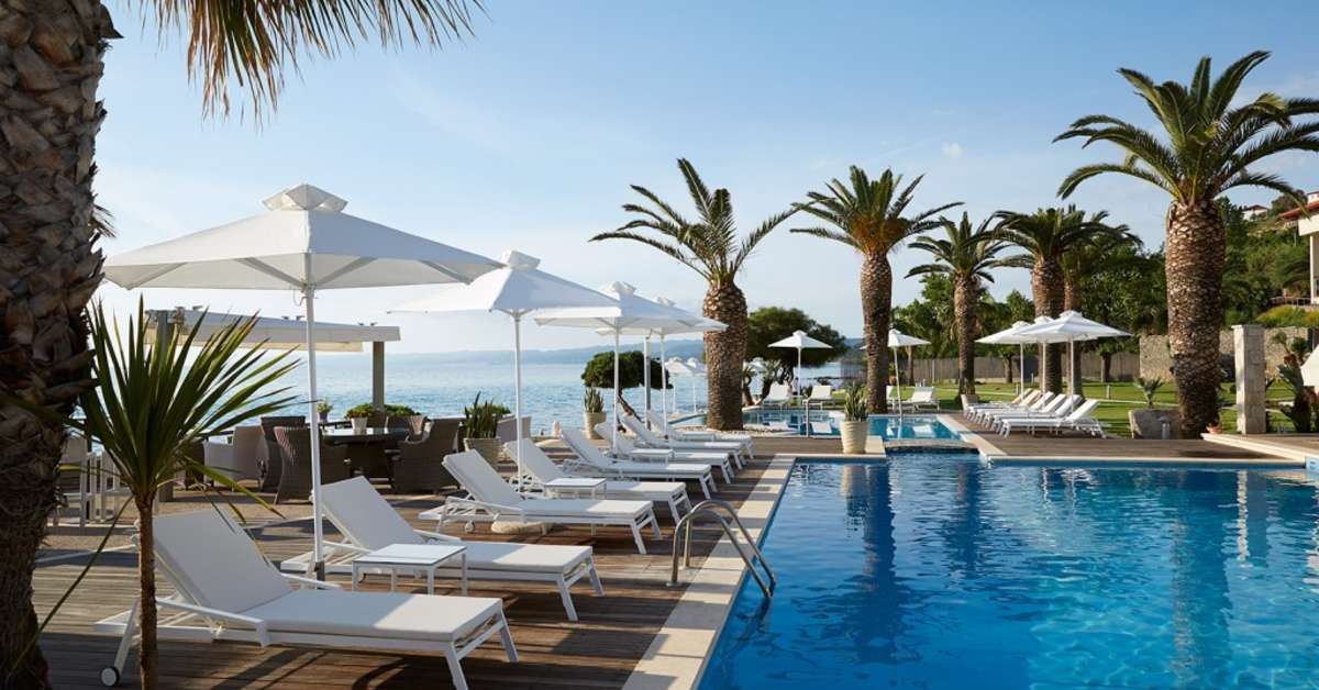 Een foto van het zwembad bij Afitis The Boutique Hotel