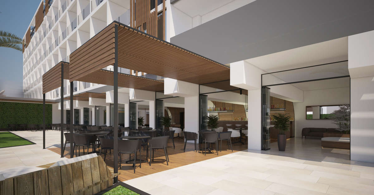 Ein Foto von der Terrasse im Hotel Bordoy Alcudia Port Suites