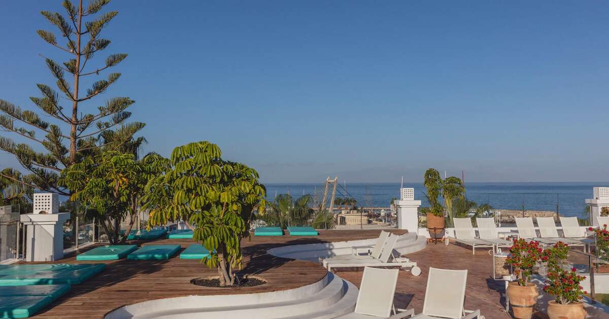 Ein Foto von der Terrasse im Flamingo Beach Mate