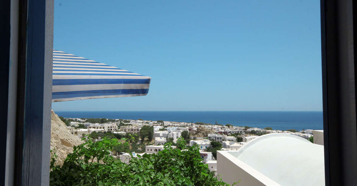 Een foto van het terras bij Hotel Aegean View