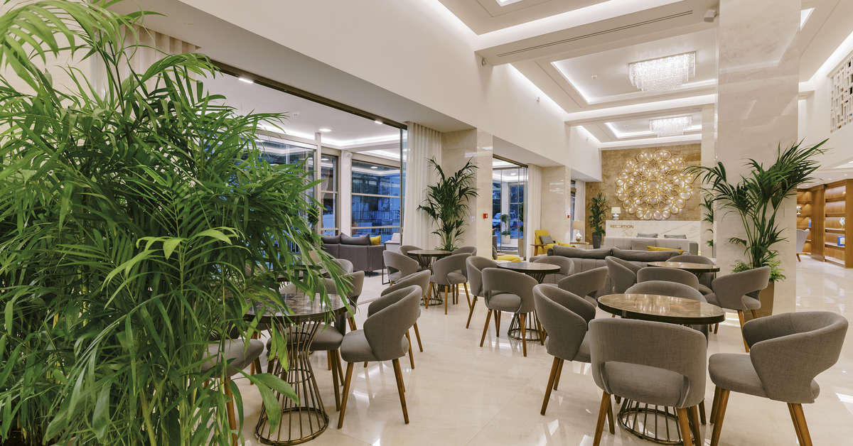 Een foto van het interieur van Acandia Hotel