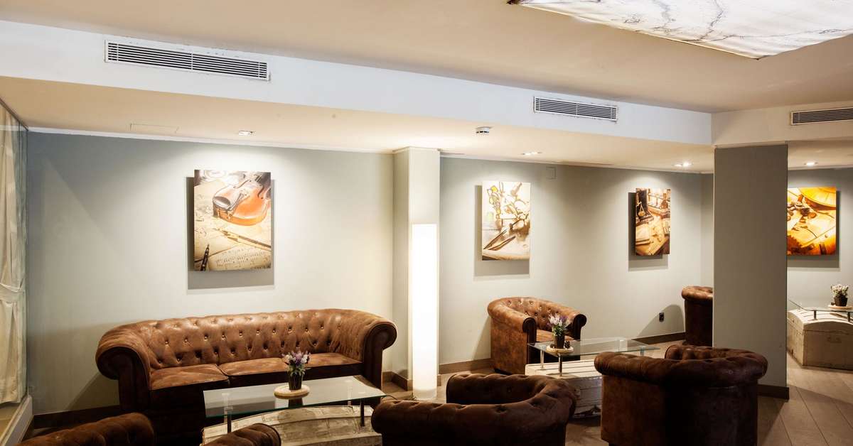 Een foto van het interieur van Hotel Concordia