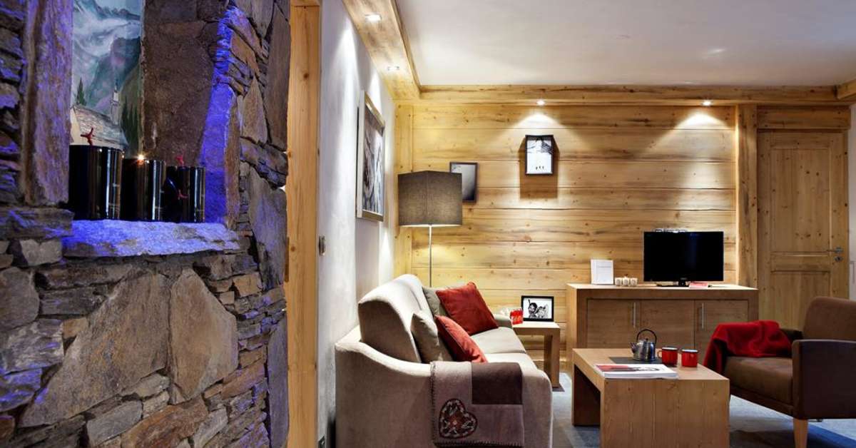 Een foto van het interieur van Les Chalets d'Angele Appartementen
