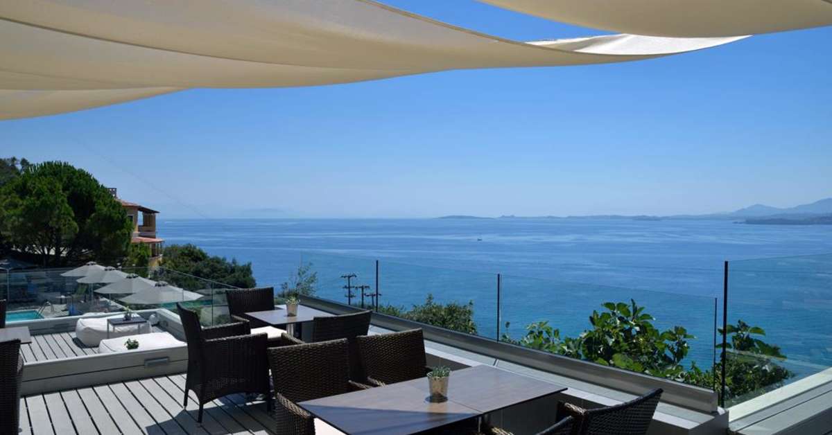 Een foto van het terras bij Marilena Sea View Hotel