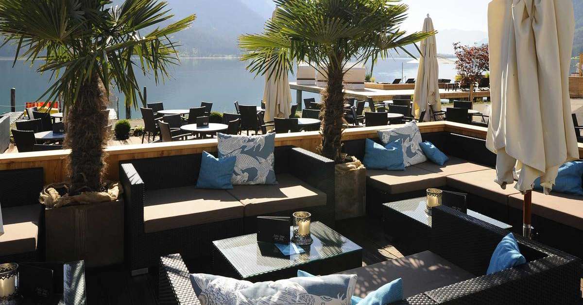 Ein Foto von der Terrasse im Entners am See