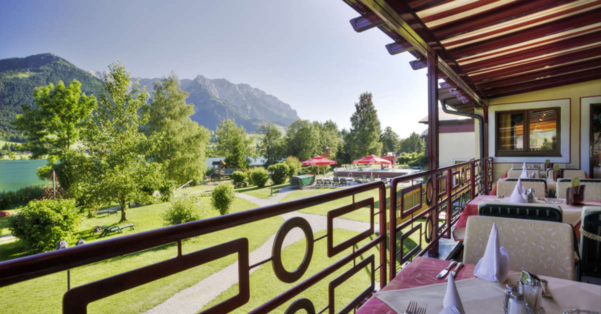 Ein Foto von der Terrasse im Ferienclub Bellevue am See
