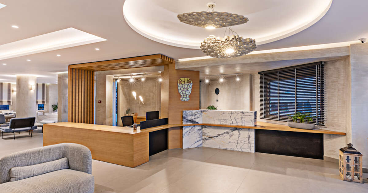 Een foto van het interieur van Hotel Nefeli Beach