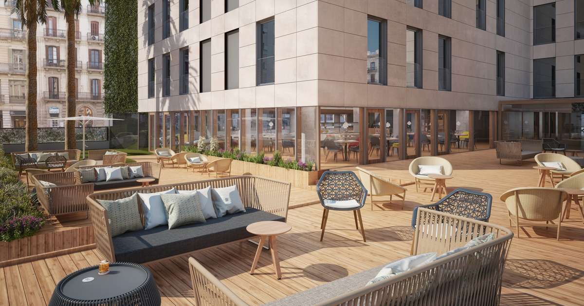Een foto van het terras bij Ocean Drive Barcelona