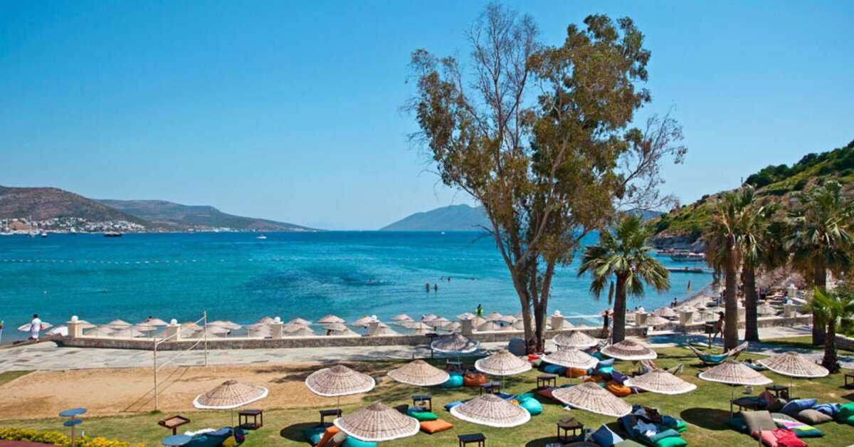 Ein Foto von der Terrasse im Salmakis Resort & Spa