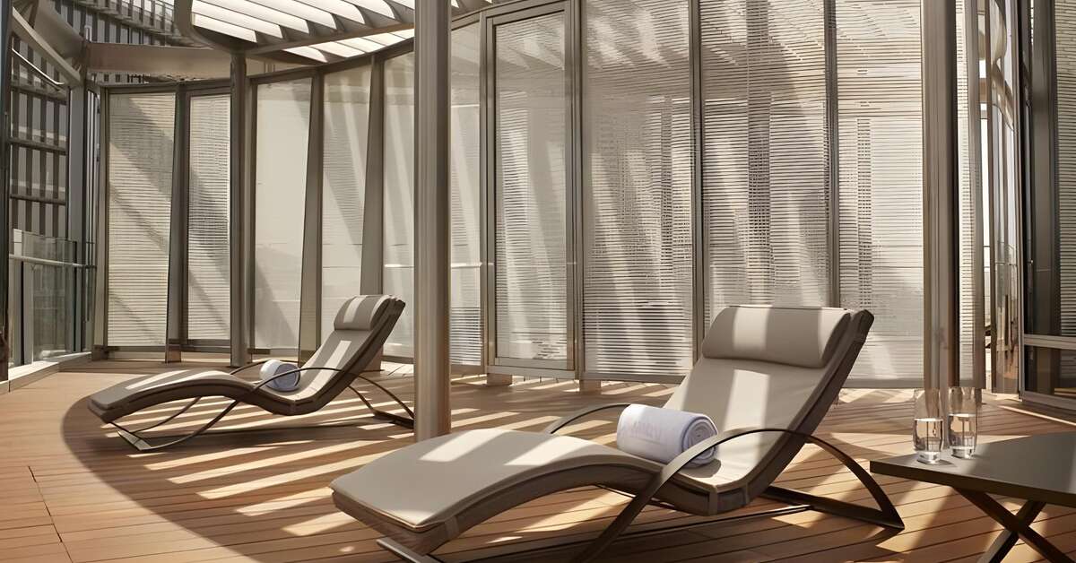 Ein Foto von der Terrasse im Armani Hotel Dubai