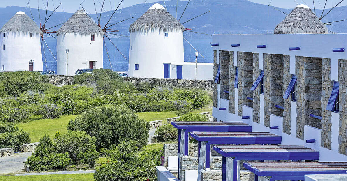 Een foto van de buitenkant van Mykonos Theoxenia