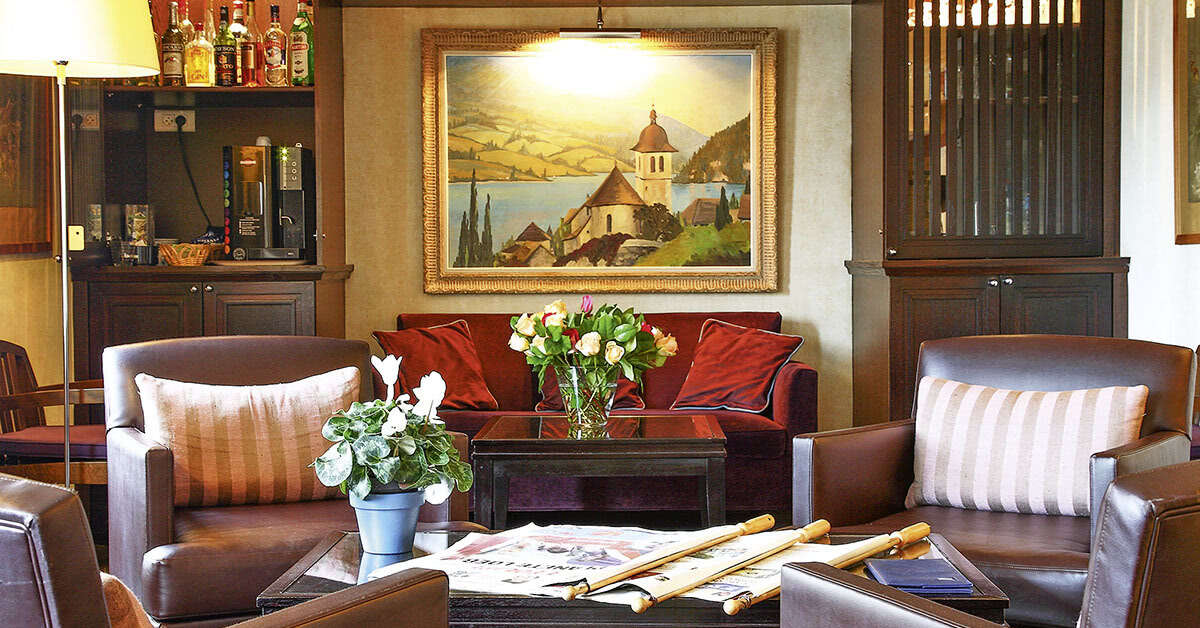 Een foto van het interieur van Hotel de la Jatte