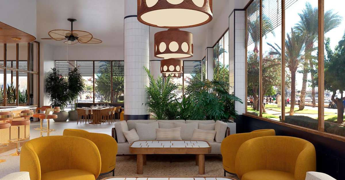 Een foto van het interieur van H10 Puerto Poniente