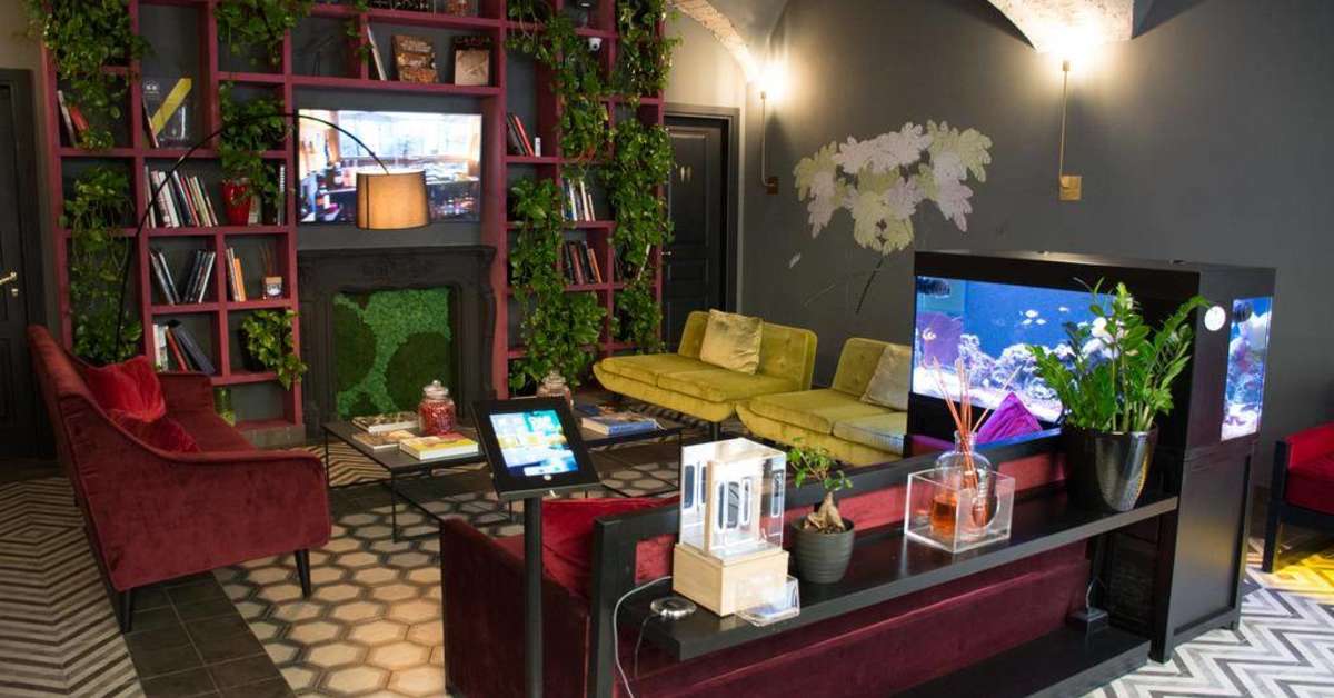 Een foto van het interieur van Hotel Roma Luxus