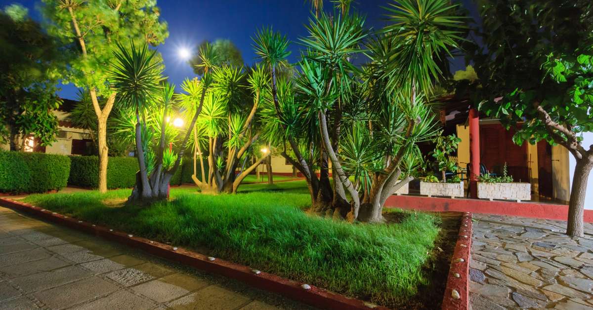 Een foto van het terras bij Alykes Park