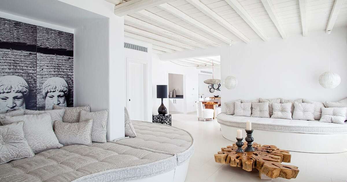 Een foto van het interieur van Myconian Villa Collection
