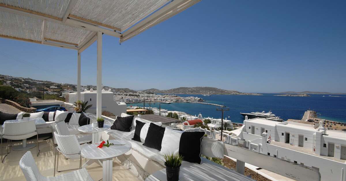Een foto van het terras bij Mykonos View