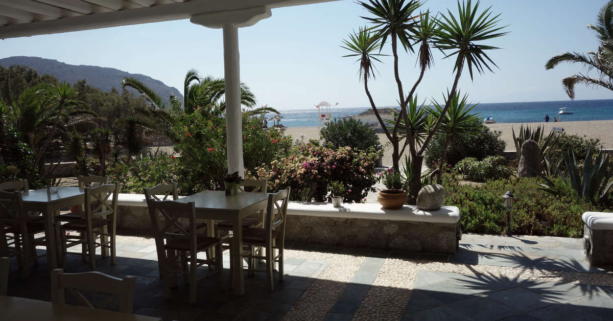 Een foto van het terras bij Sunrise Hotel Mykonos
