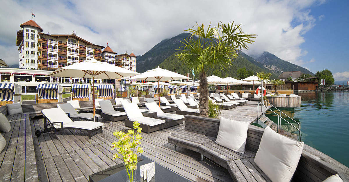 Ein Foto von der Terrasse im Entners am See