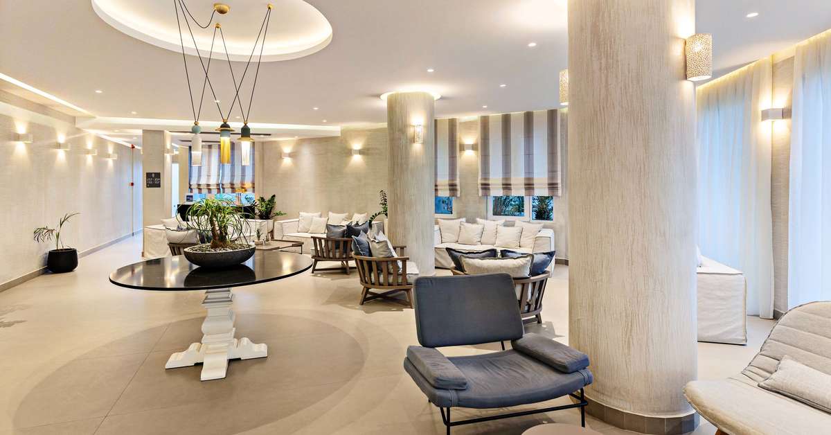 Een foto van het interieur van Hotel Nefeli Beach