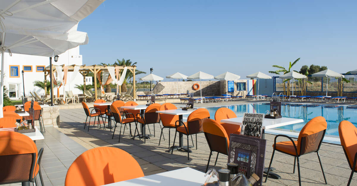 Een foto van het terras bij Bouradanis Village Hotel