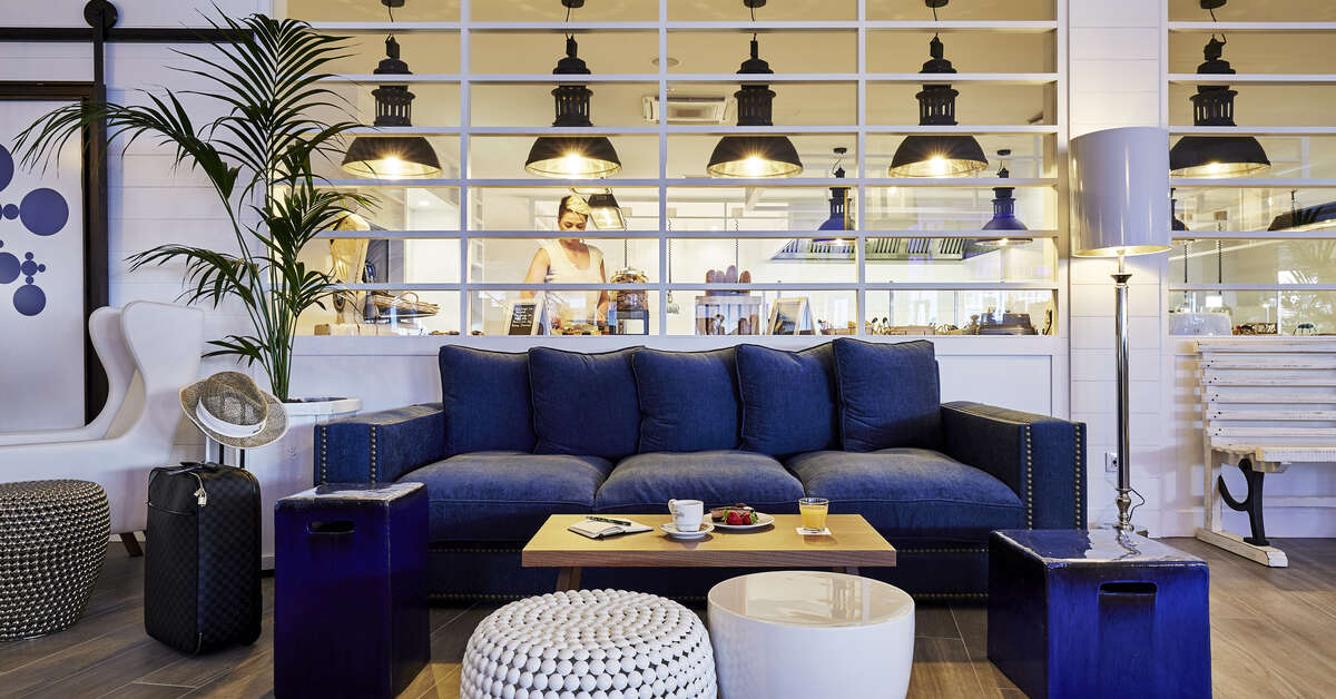 Een foto van het interieur van Hotel Delamar
