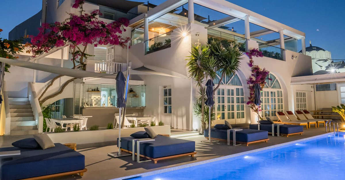 Een foto van het zwembad bij Aressana Spa Hotel & Suites