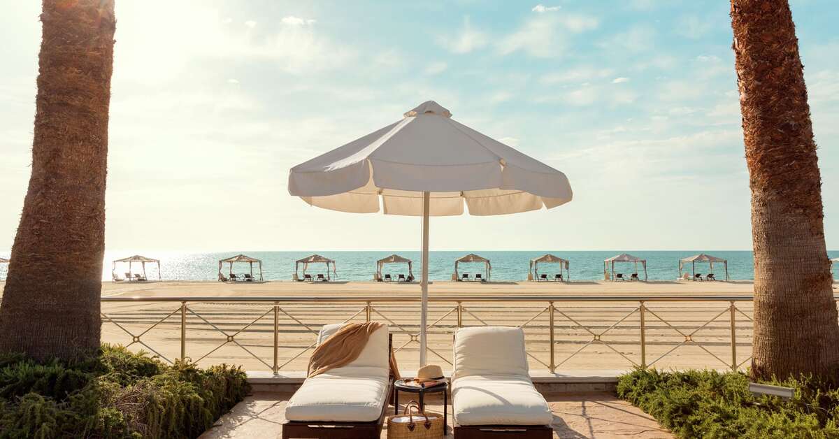 Een foto van het strand bij Mediterranean Village Hotel & Spa