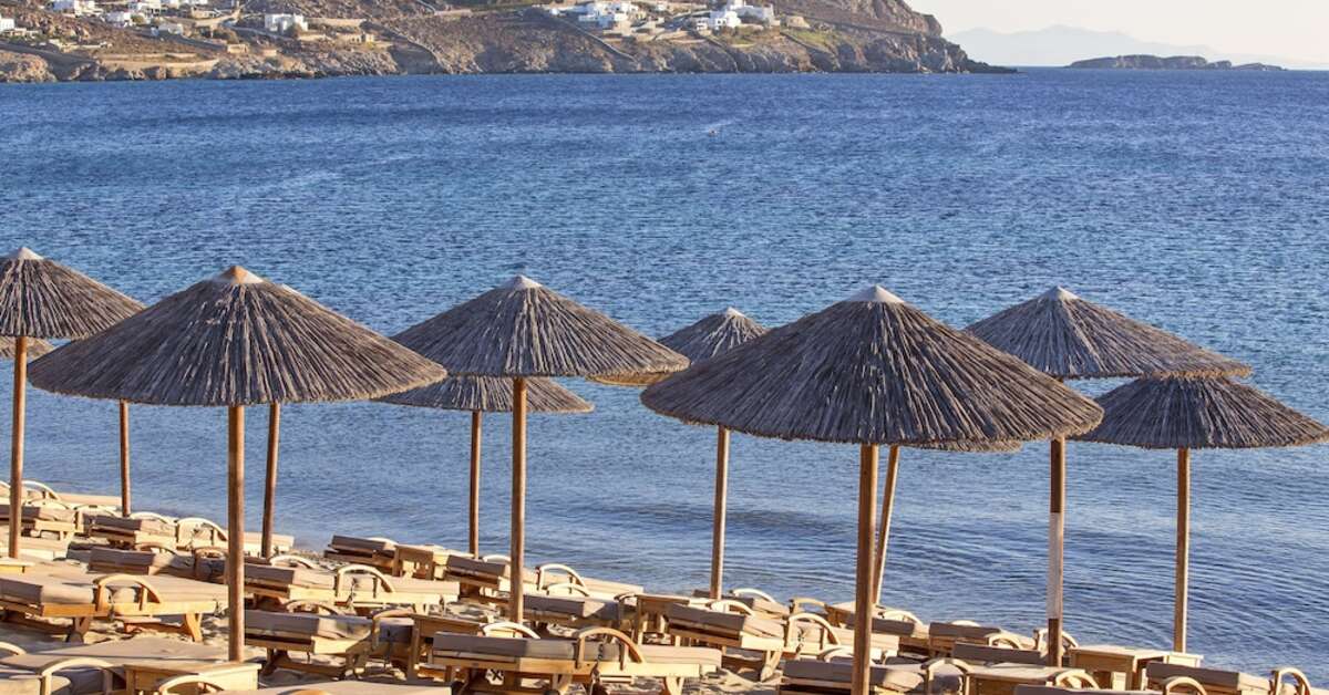 Een foto van het strand bij Manoulas Mykonos Beach Resort