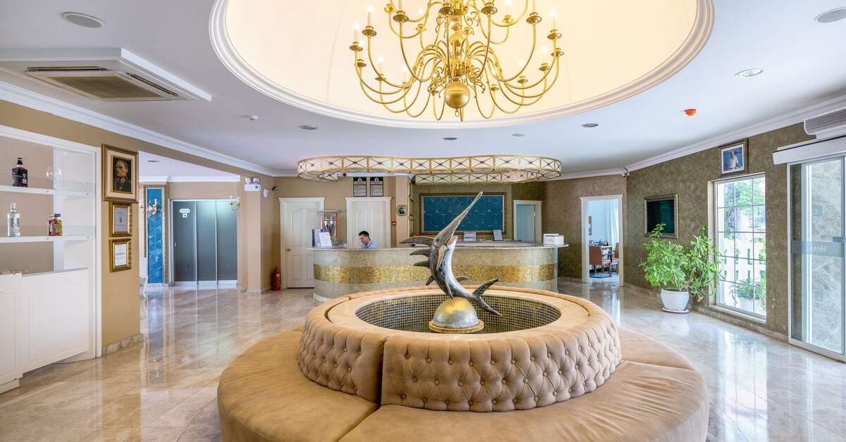 Een foto van het interieur van Hotel Turquoise