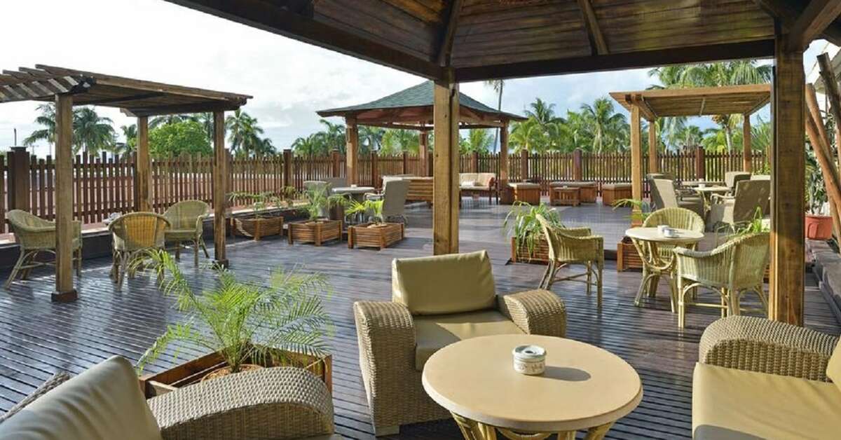 Ein Foto von der Terrasse im Hotel Sol Palmeras