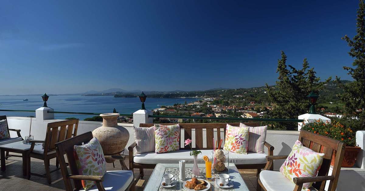 Een foto van het terras bij Marilena Sea View Hotel