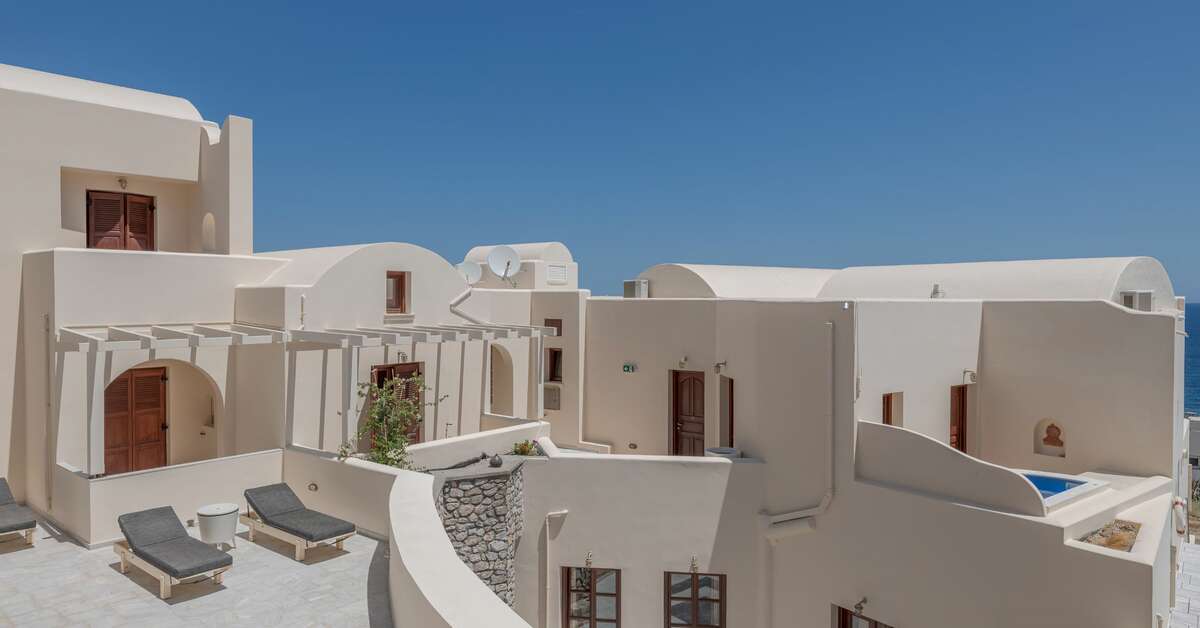 Ein Foto von der Terrasse im Epavlis Hotel