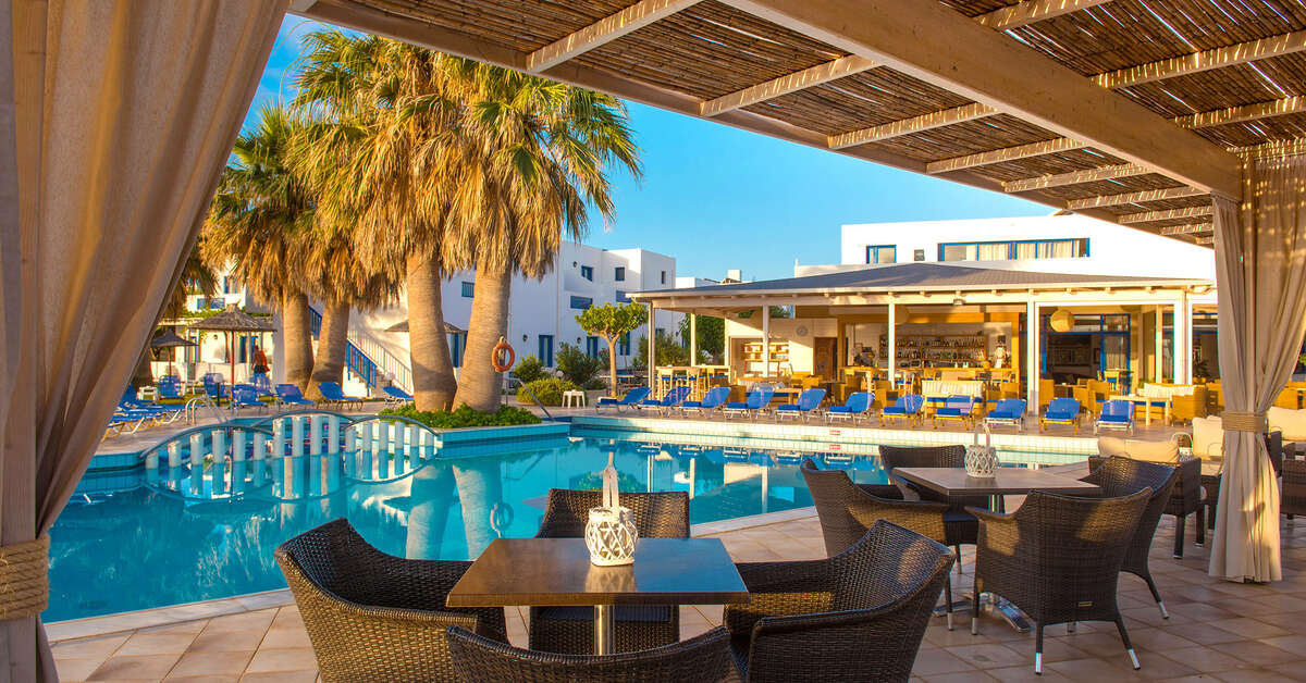 Een foto van het terras bij Hara Ilios Village