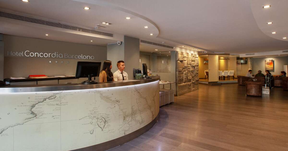 Een foto van het interieur van Hotel Concordia