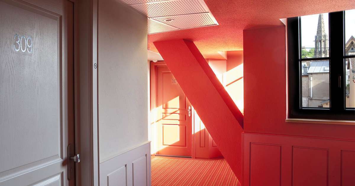 Een foto van het interieur van Hotel Le Colombier