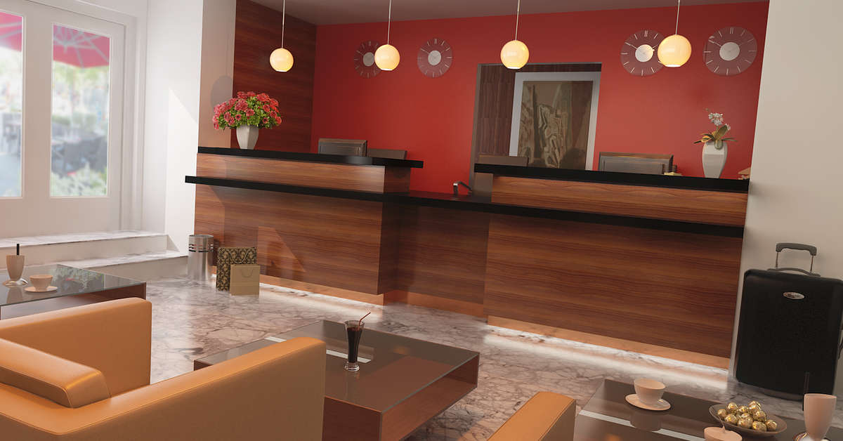 Een foto van het interieur van Hotel Monsigny
