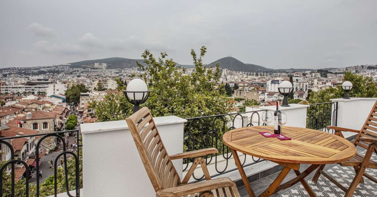 Ein Foto von der Terrasse im Eliada Hotel