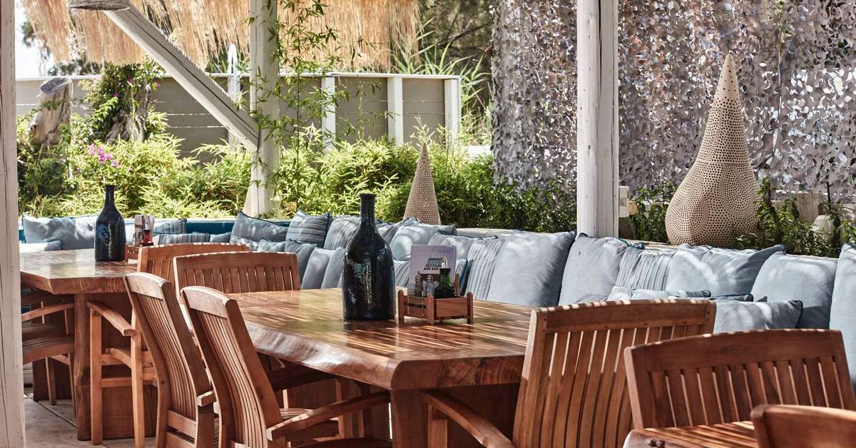 Ein Foto von der Terrasse im Esperos Village Blue & Spa
