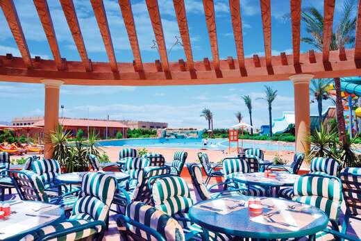 Ein Foto von der Terrasse im Charmillion Club Aquapark