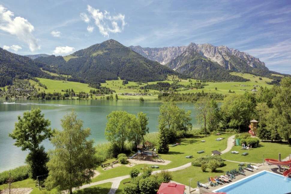 Ein Foto von der Terrasse im Ferienclub Bellevue am See